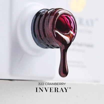 Gota de verniz gel vermelho-arando com reflexos acobreados – Inveray 322 Cranberry